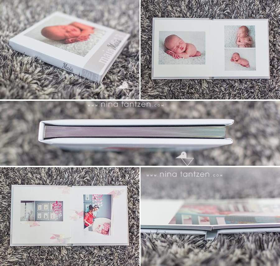 coffee table album of a newborn session by nina tantzen photography