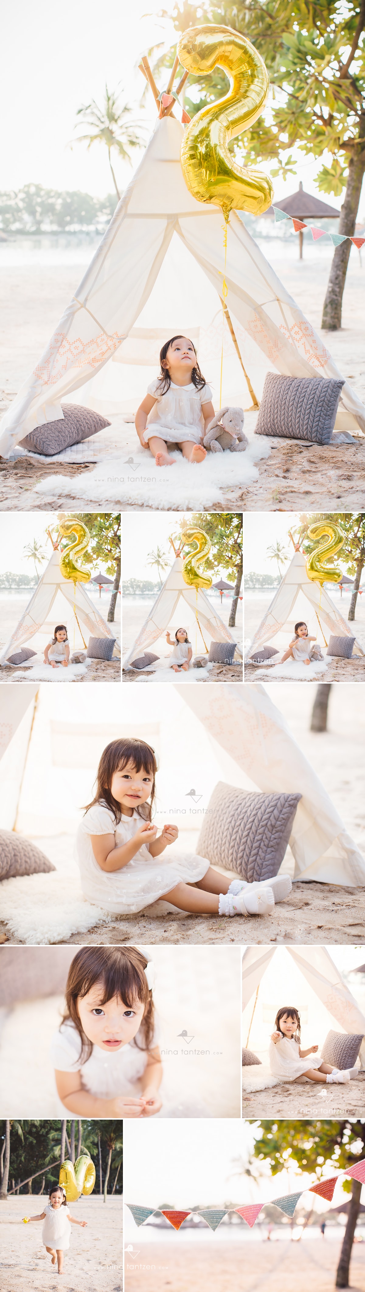 birthday photo shoot with a teepee on the beach in singapore