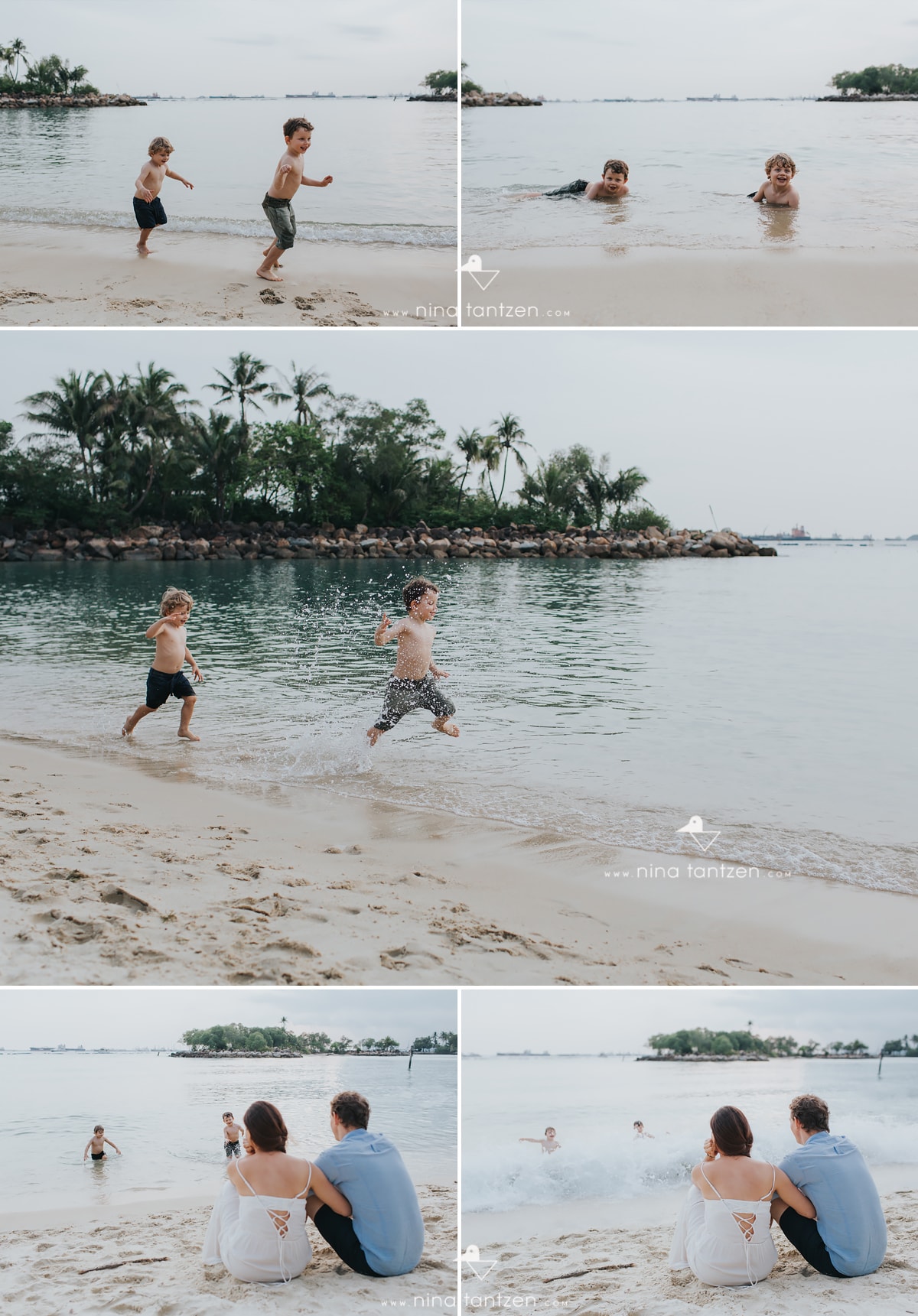 family portraits on the beach on sentosa, singapore