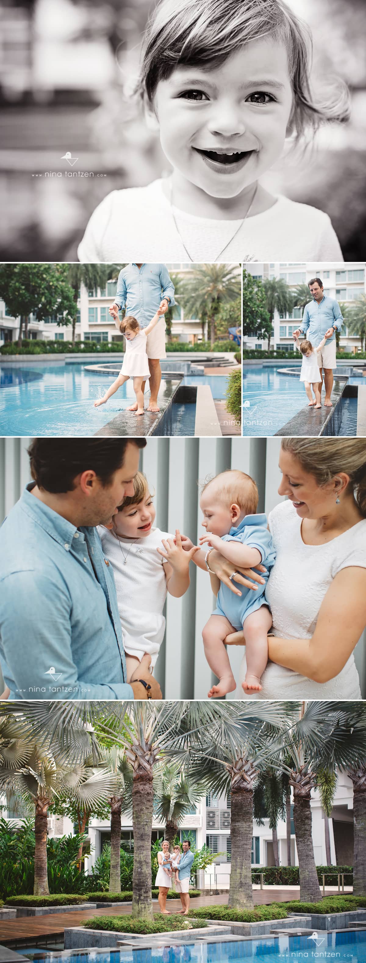 family portraits near the pool in singapore