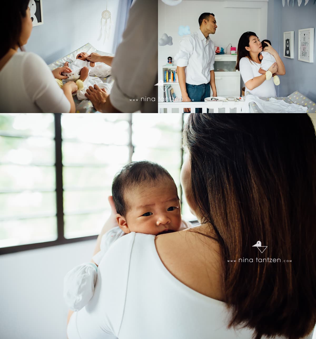 portraits of newborn baby with parents in singapore