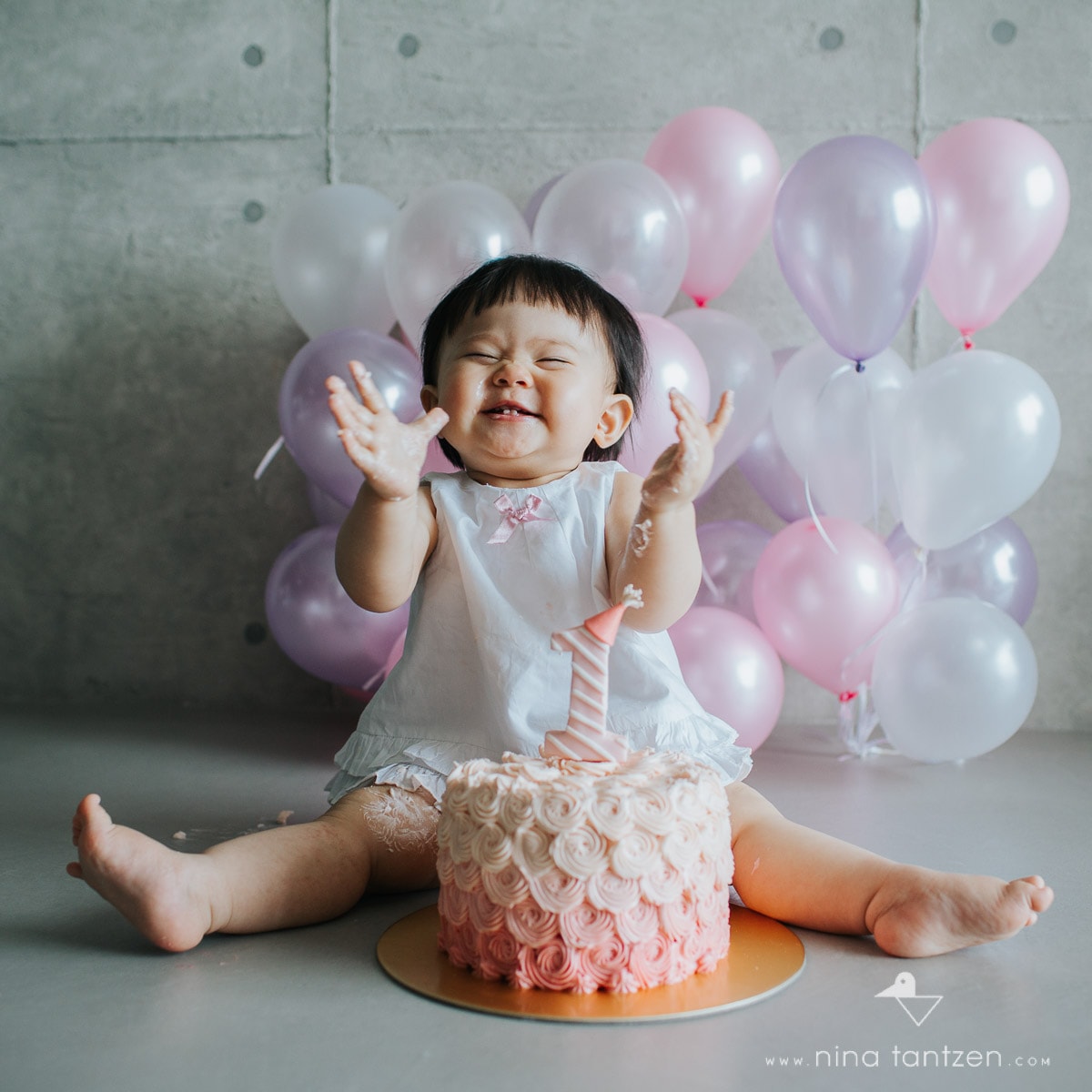 little girl happy about cake