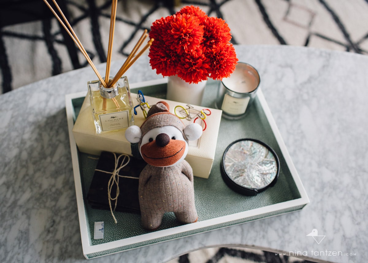stuffed toy on coffee table