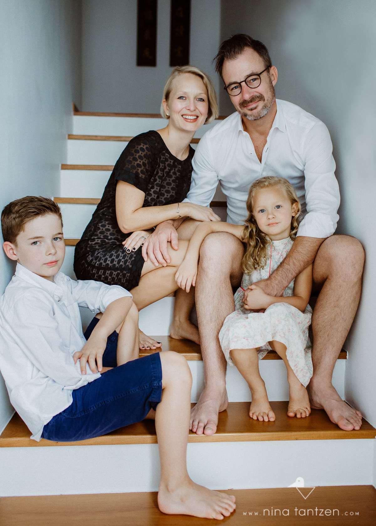 family portrait on staircase