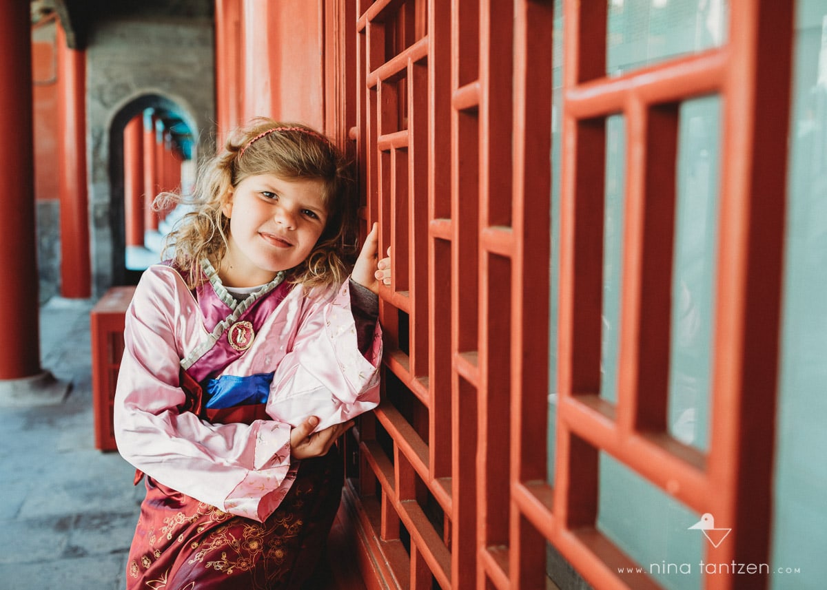 portrait of girl in forbidden city beijing china