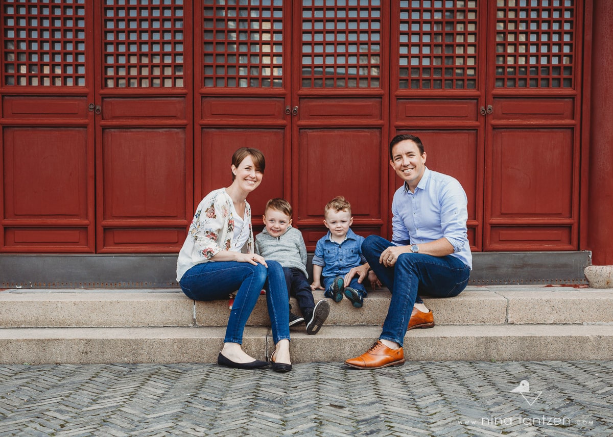 family portrait in a temple in shanghai