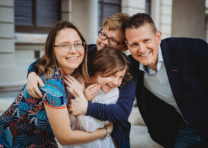 Familie hat Spass zusammen in Frankfurt