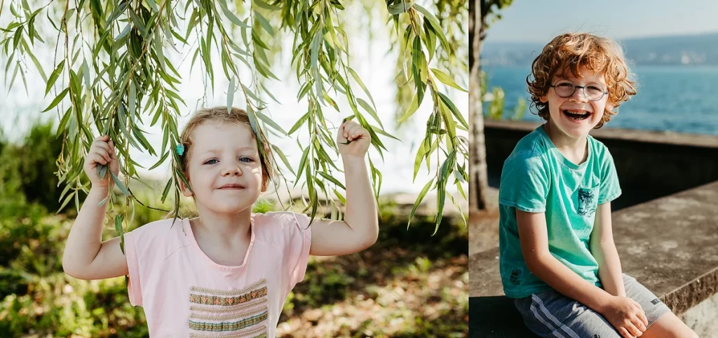 Portraits of kids at Lake Zurich