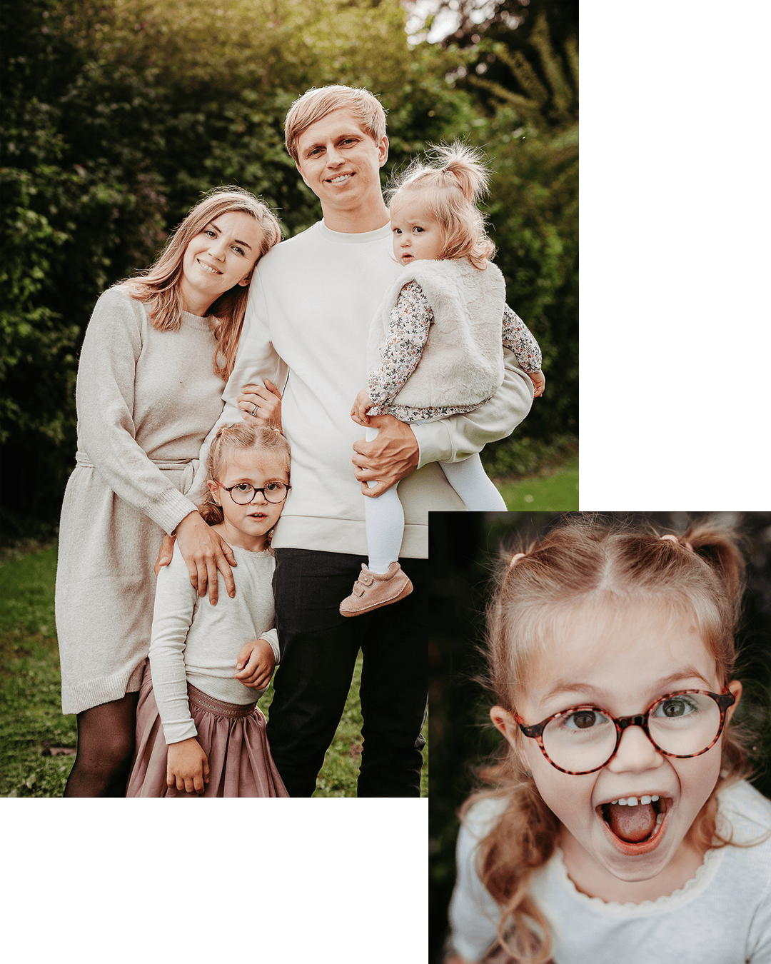 Familienportraits mit Kindern draussen im Park