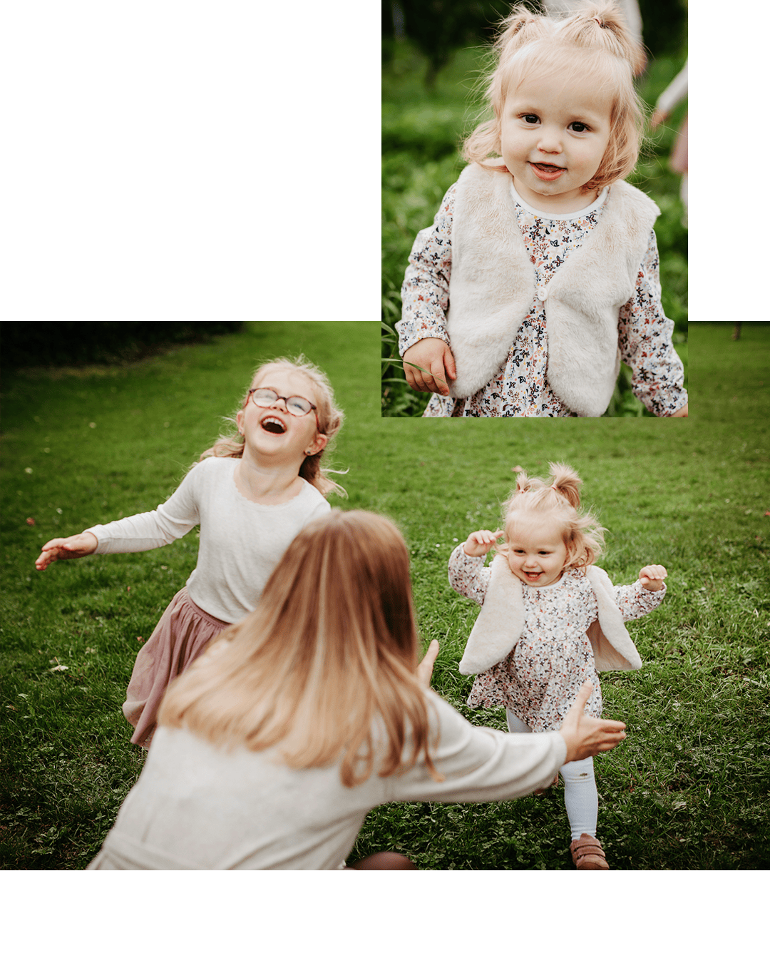 Natural portraits of a mother with her daughters in a park